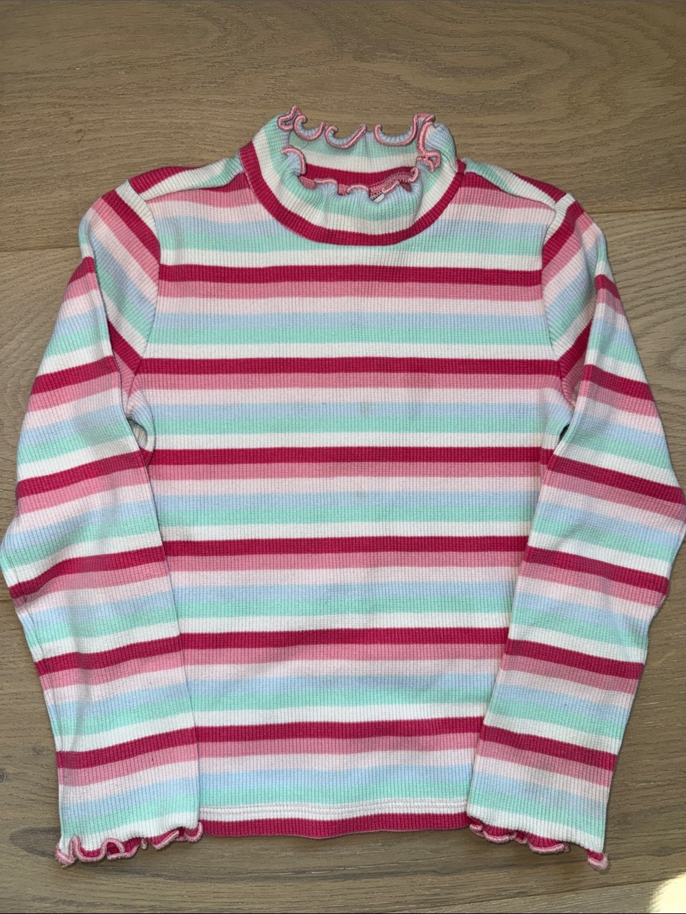 Janie and Jack Striped Ribbed Long-Sleeve Top - Pink, Mint & White